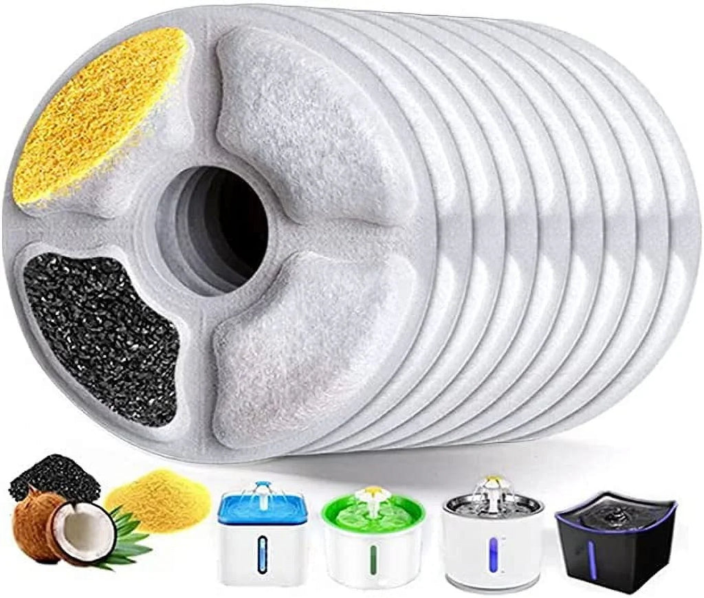 Cat Fluid Fountain Replacement Filter 9Pack,BYEWIRE Pet Fluid Fountain Filter Replacement for Most Dog Cat Liquid Dispensers,Ion Exchange Resin and Activated Carbon Filters