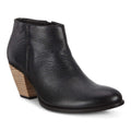 Ecco Women's Black Leather Western Fluid Resistant Ankle Booties