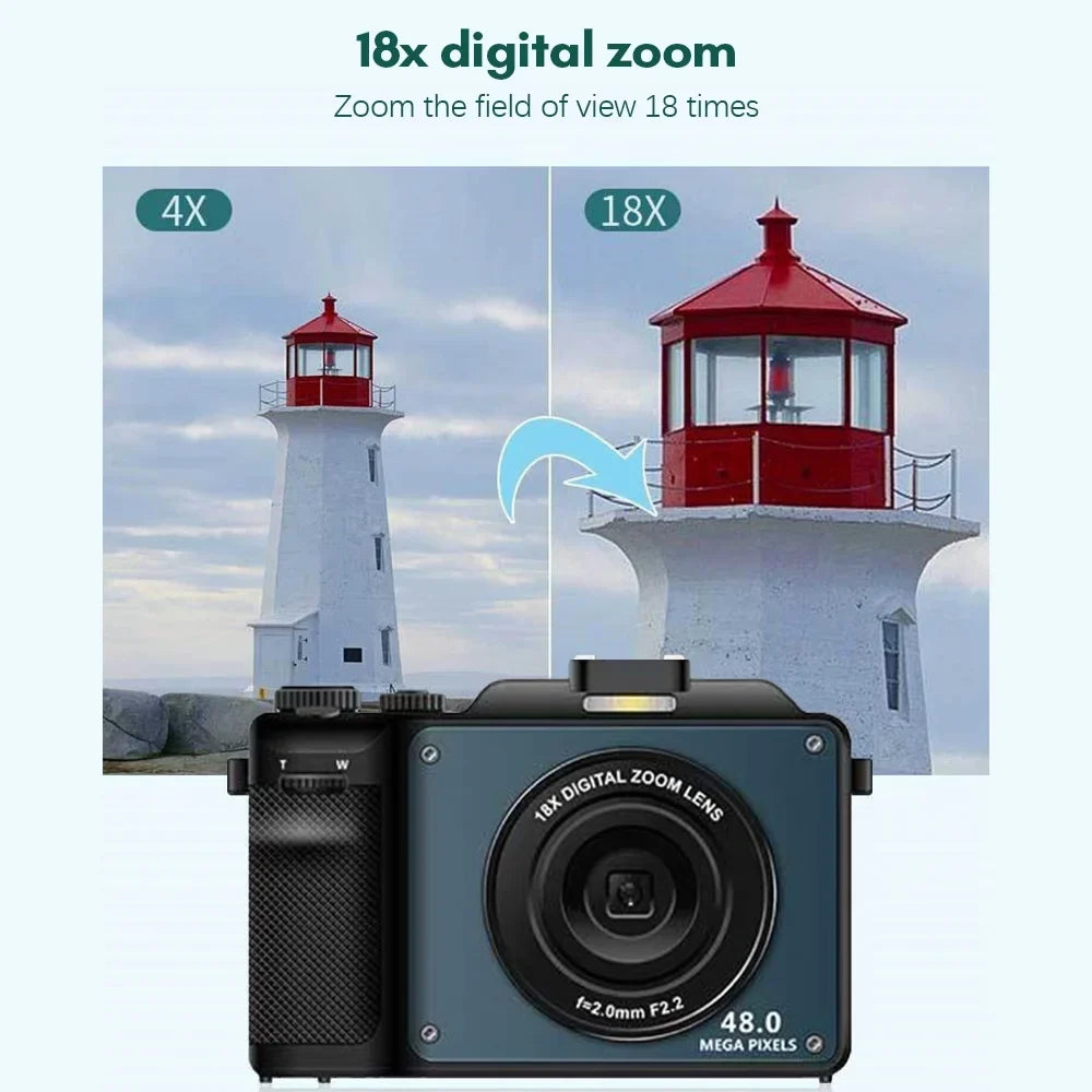 Spirastell Digital Camera,Battery Camera Mount 48MP Dual Lenses Portable Camera 4K Auto Mount 1/4in 48MP 4K Video Camera Dual Lenses 18X Dete Lanya QISUO camera 3.0-inch Festival