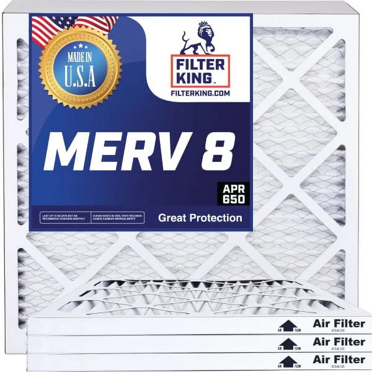 Filter King 22.5x40.5x1 Air Filter | 4-PACK | MERV 8 HVAC Pleated A/C Furnace Filters | MADE IN USA | Actual Size: 22.5 x 40.5 x .75"