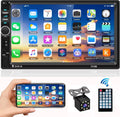 Car Radio Double Din Car Stereo 7 Inch Touch Monitor with Bluetooth Mirror Link USB FM Radio Audio Receiver with Backup Camera and Remote Control