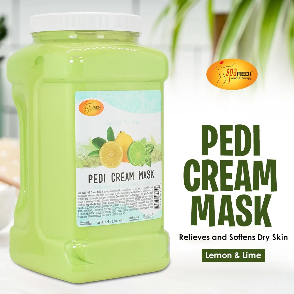 SPA REDI - Body and Foot Cream Mask, Lemon, 128 Oz - Pedicure Massage for Tired Feet and Body, Hydrating, Fresh Skin - Refurbished with Hyaluronic Acid, Amino Acids, Panthenol, Comfrey Extract