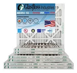 Glasfloss 14x30x1 - MERV 10 -Qty:6 - Furnace Air Filter - Made in USA (Actual Size: 13.5 x 29.5x7/8 inch)