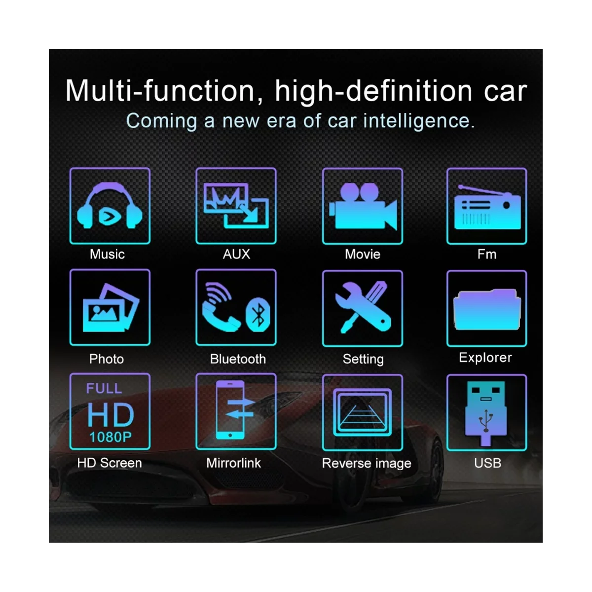 Car Radio Double Din Car Stereo 7 Inch Touch Monitor with Bluetooth Mirror Link USB FM Radio Audio Receiver with Backup Camera and Remote Control