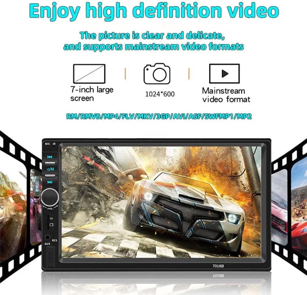 Car Radio Double Din Car Stereo 7 Inch Touch Monitor with Bluetooth Mirror Link USB FM Radio Audio Receiver with Backup Camera and Remote Control