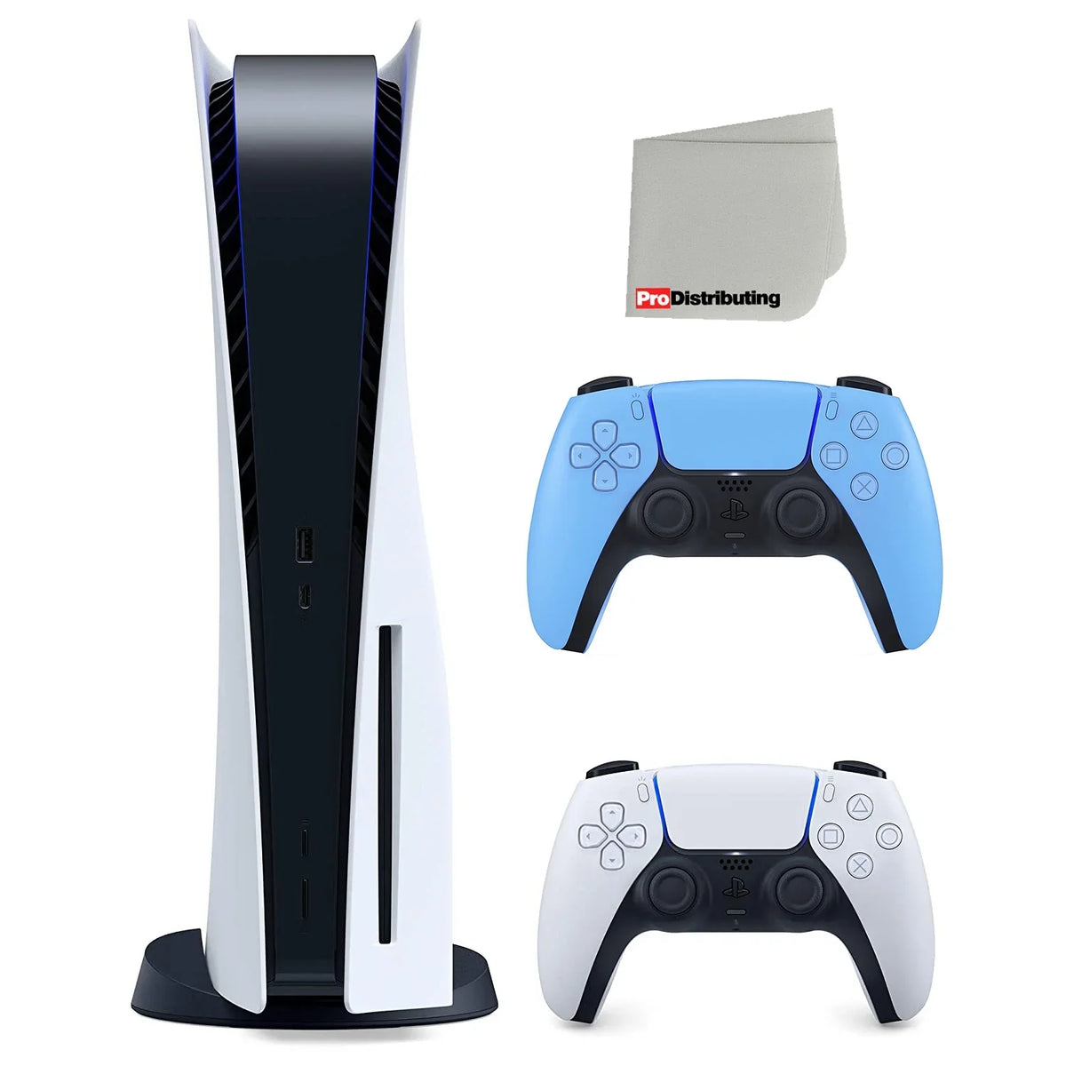 Playstation 5 Disc Version Japan Import ( PS5 Disc) with Extra Starlight Blue Controller and Cleaning Cloth