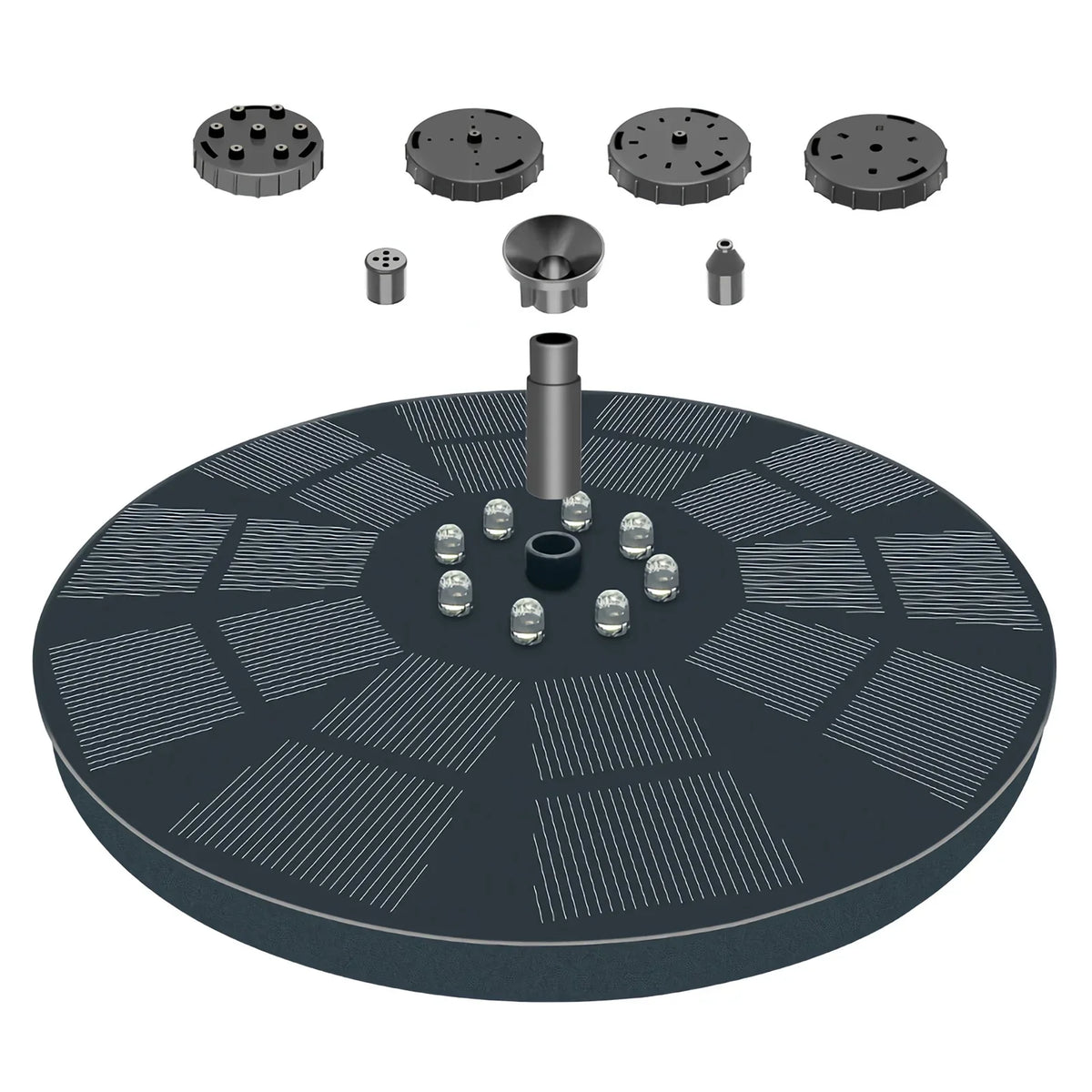 Nebublu Fountain,7 Spray Patterns Solar Pump 3w Fluid Pump With Battery Pond Pool Bath 7 Patterns Liquid Pump And Solar Powered 3w Solar Powered Pool Fish Bath 7 Spray Led
