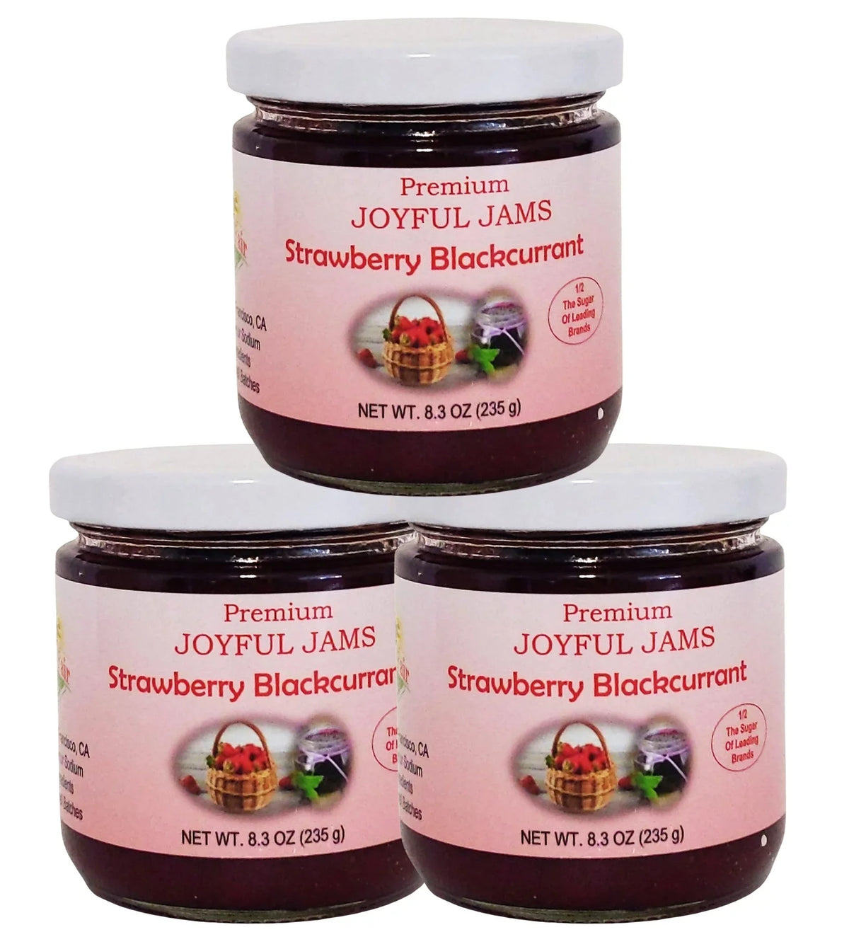 Premium - Strawberry Blackcurrant Jam (with 70 percent fruit and less sugar than most brands) - Amazing Flavor. Spreadable. Wonderful Gift for a Foodie. Delicious (3 Pack)