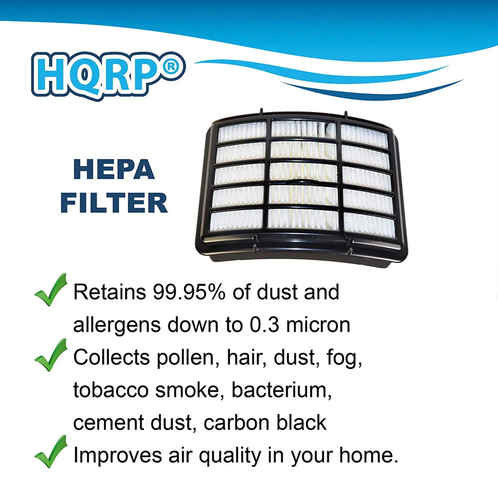 HQRP 2-pack Filter Kit for Shark Navigator UV540 NV358 NV391 NV390 series Lift-Away Professional Upright Vacuum Cleaner, XHF350 XFF350 Replacement
