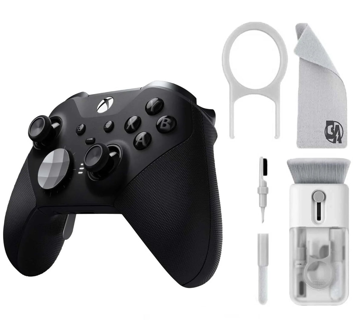 '- Elite Series 2 Wireless Controller for Xbox One, Xbox Series X,S - Black With Cleaning Electric kit Bolt Axtion Bundle Refurbished