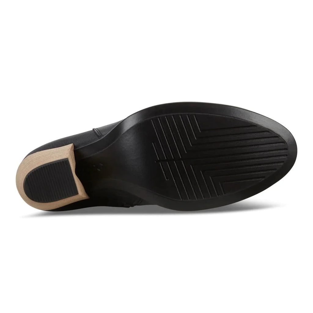 Ecco Women's Black Leather Western Fluid Resistant Ankle Booties