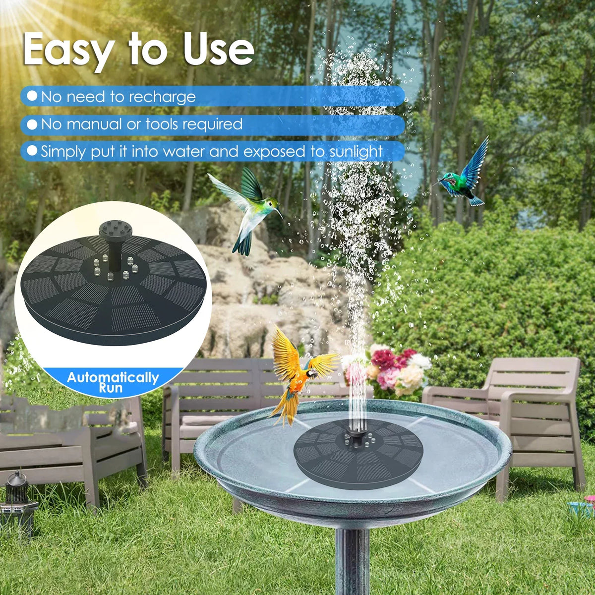 Nebublu Fountain,7 Spray Patterns Solar Pump 3w Fluid Pump With Battery Pond Pool Bath 7 Patterns Liquid Pump And Solar Powered 3w Solar Powered Pool Fish Bath 7 Spray Led