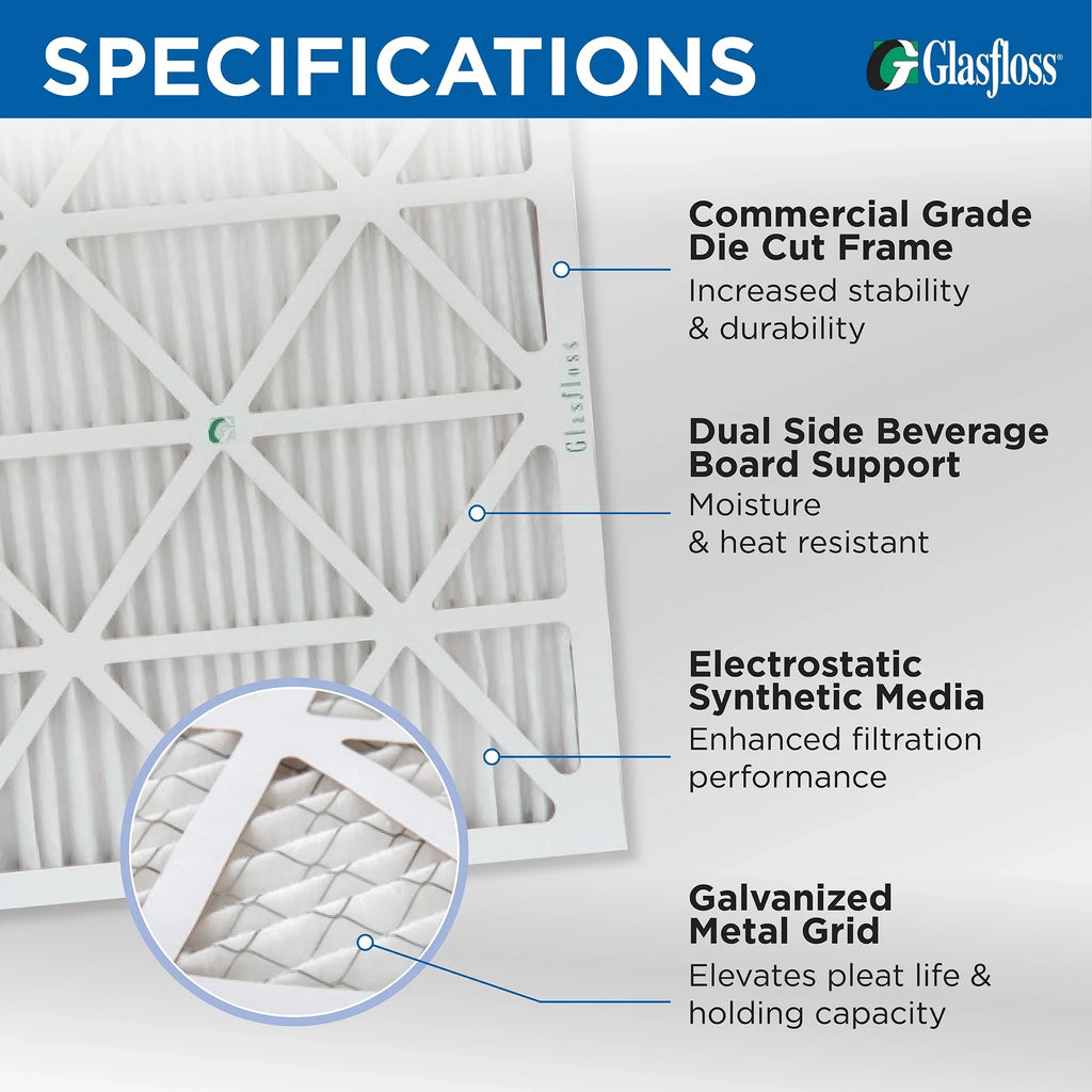 12 Pack of 24x24x2 MERV 13 Pleated 2" Inch Air Filters by Glasfloss. Actual Size: 23-3/8 x 23-3/8 x 1-3/4