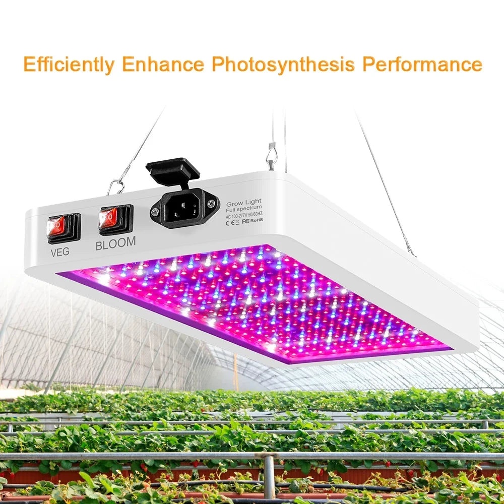 Htovila 2000W LED Grow Light for Indoor Plants 312 LEDs Full Spectrum Veg and Bloom Dual Switch IP65 Liquid Hanging Plant Growing Lamps for Seedlings Flowers Greenhouse