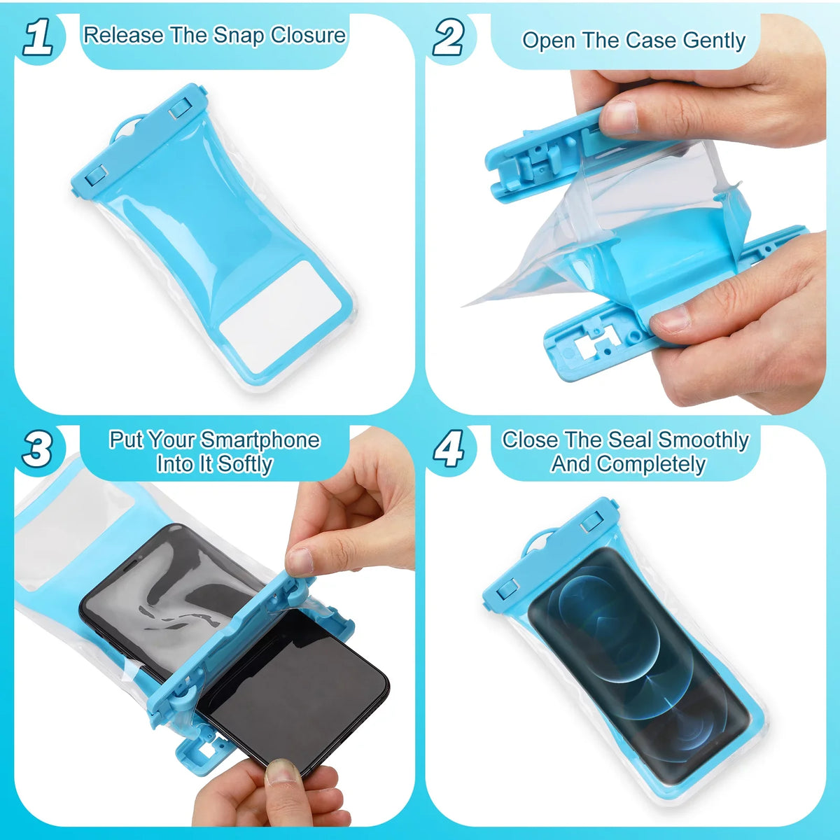 Urbanx Universal Liquid Phone Pouch Cellphone Dry Bag Case Designed For Sonim XP8 Perfect Fit for All Other Smartphones Up To 7" - 3 Cases - Mixed Colors