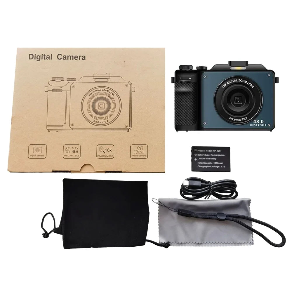 Spirastell Digital Camera,Battery Camera Mount 48MP Dual Lenses Portable Camera 4K Auto Mount 1/4in 48MP 4K Video Camera Dual Lenses 18X Dete Lanya QISUO camera 3.0-inch Festival