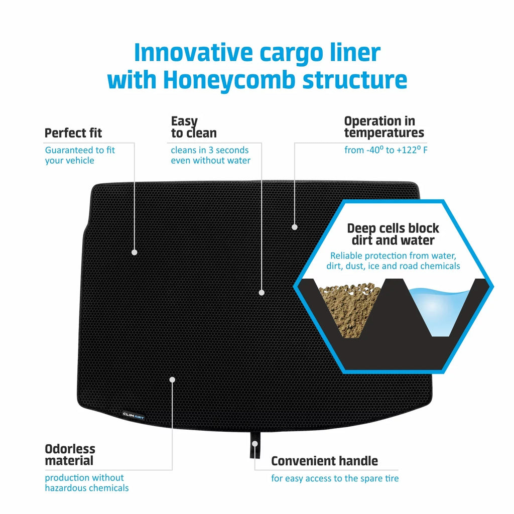 CLIM ART Cargo Liner for Nissan Murano 2015-2024 Custom Fit Trunk Mat, with Honeycomb Dirtproof & Liquid Technology - All-Climate, Heavy Duty, Anti-Slip Cargo Liner, Luggage - FL01115059