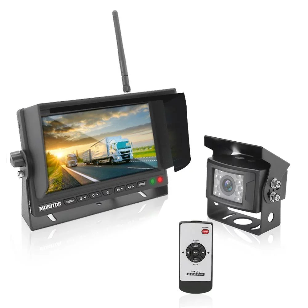 PYLE PLCMTR78WIR - 2.4Ghz Vehicle Camera & Video Monitor System with Wireless Video Transmission, Liquid Rated Cam, Night Vision, 7?? -inch Display (for Bus, Truck, Trailer, Van)
