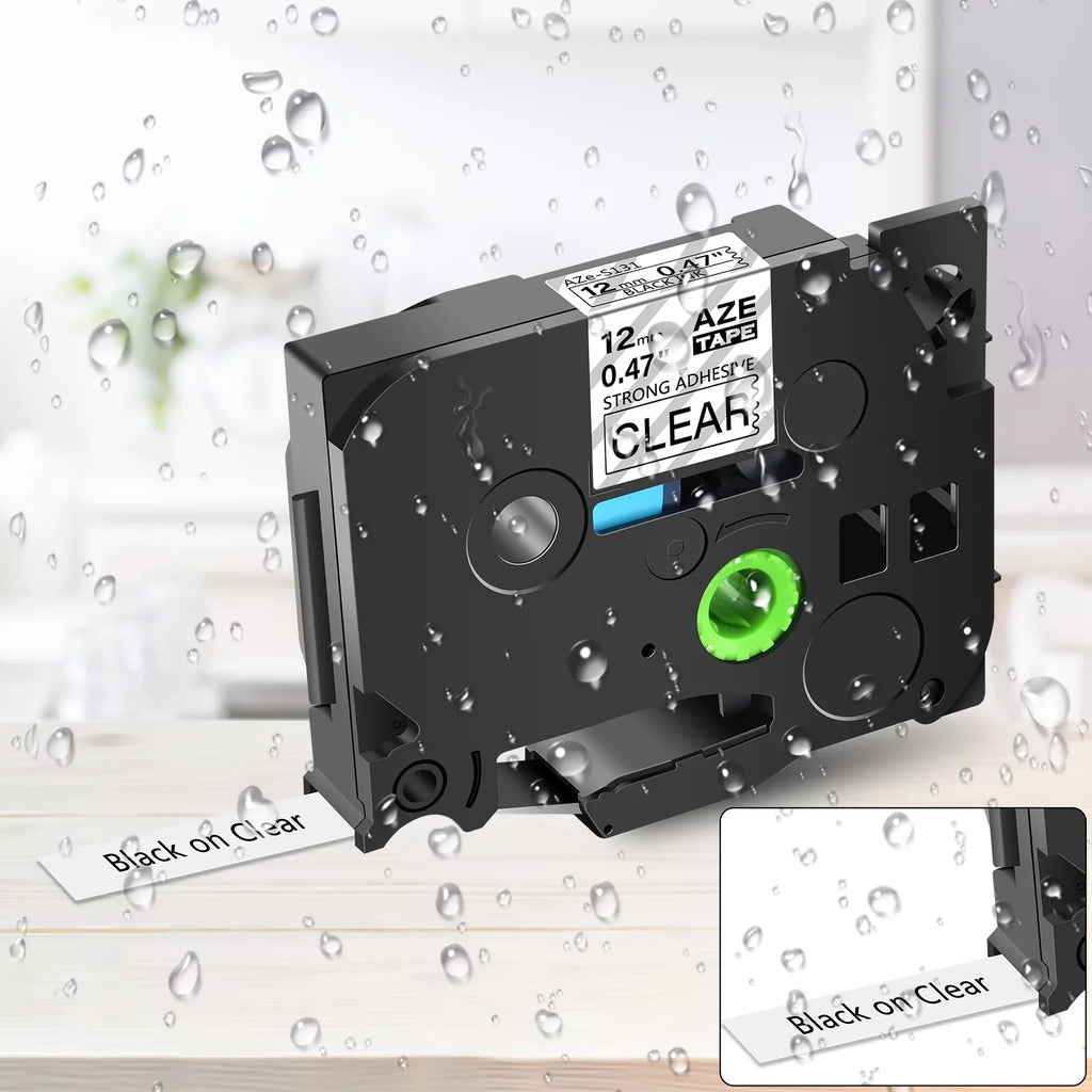 GREENCYCLE 8PK Compatible for Brother P-touch Black on Clear 12mm TZ TZe TZe-S131 TZ-S131 TZ-131 TZe-131 Extra Strength Laminated Label Tape