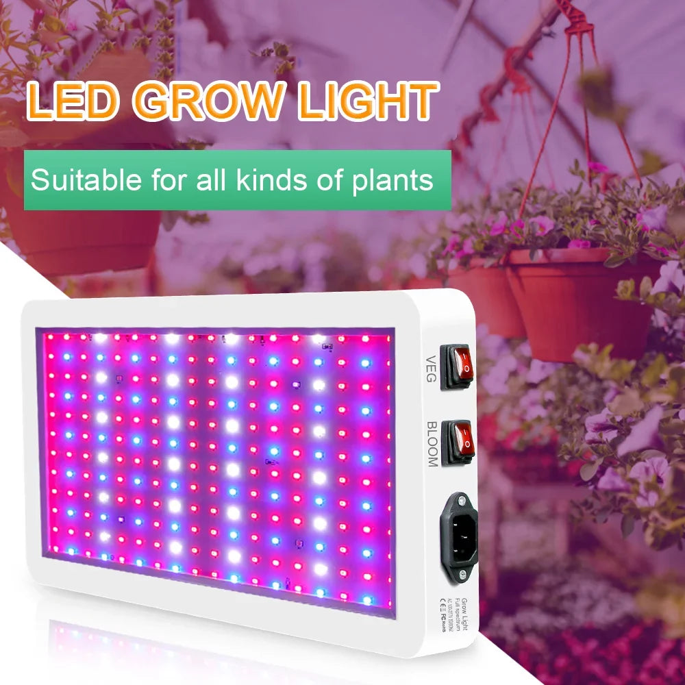 Htovila 2000W LED Grow Light for Indoor Plants 312 LEDs Full Spectrum Veg and Bloom Dual Switch IP65 Liquid Hanging Plant Growing Lamps for Seedlings Flowers Greenhouse
