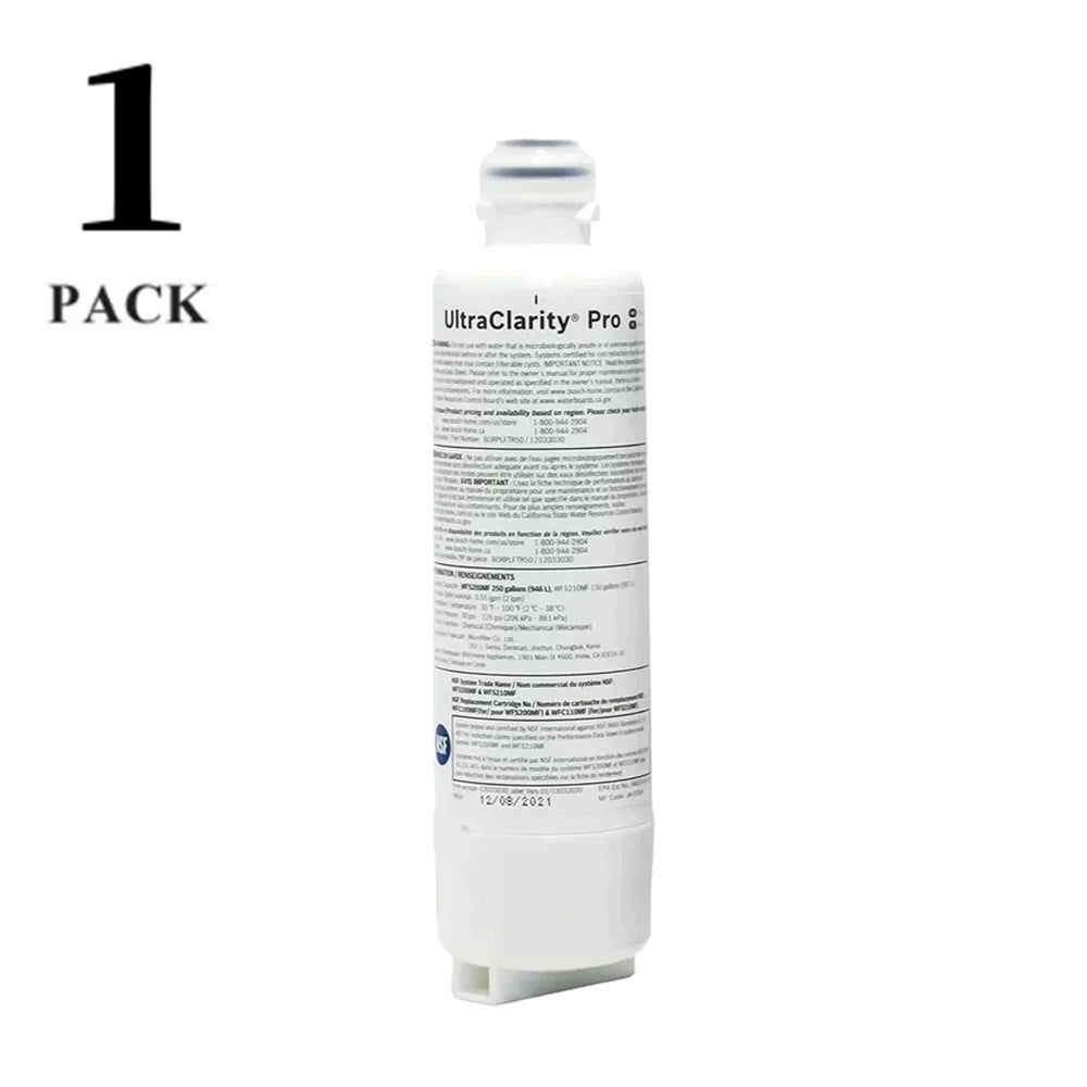 1 Pack Bosch Ultra Clarity Pro Refrigerator Fluid Filter - White (BORPLFTR50)