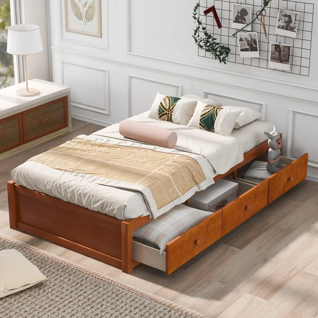 Oris Twin Size Wooden Platform Bed - Oak