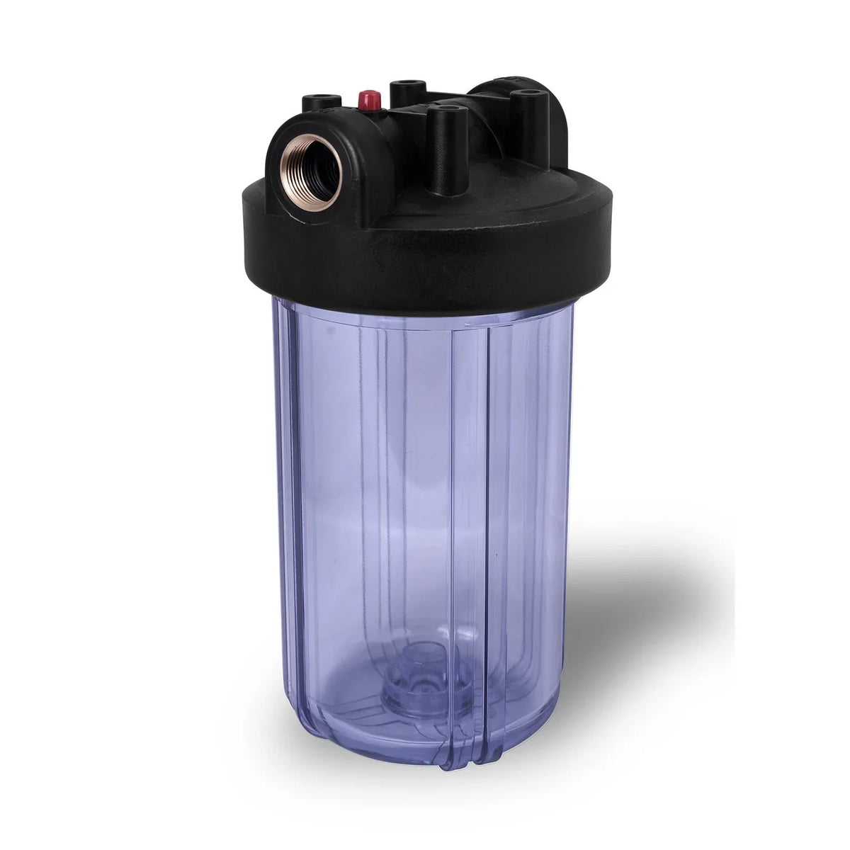 10" Transparent Big Blue Housing for Whole House Liquid Filtration System, 1 Brass Port & Mounting Hardware (3 pack)