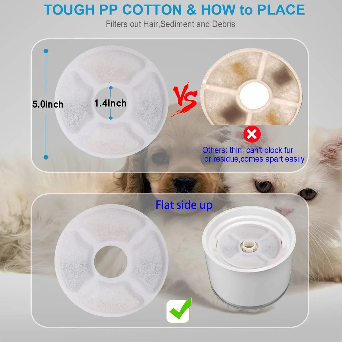 Cat Fluid Fountain Replacement Filter 9Pack,BYEWIRE Pet Fluid Fountain Filter Replacement for Most Dog Cat Liquid Dispensers,Ion Exchange Resin and Activated Carbon Filters