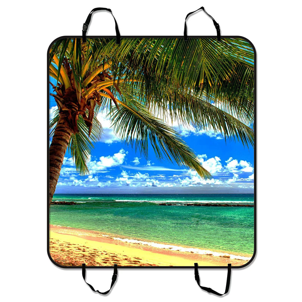 GCKG Beach Palm tree Pet Car Seat Cover Dog Car Seat Mat Hammock Cargo Mat Trunk Mat For Cars Trucks and SUV 54x60 inches