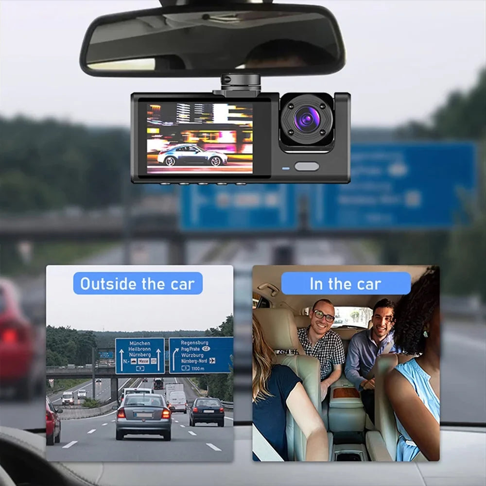 Kepeak 1080P HD Front/Rear/Inside Video Recorder Camera G-Sensor Car Dual Lens Dash Cam