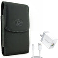 Holster Leather Case Belt Clip w 6ft Long Cable Fast Type-C 36W PD Home Charger for Stylo 4 Plus, Harmony 4 - Lively Jitterbug Smart3 - Motorola One Zoom, Moto Z4 Z3 Play Z2 Play