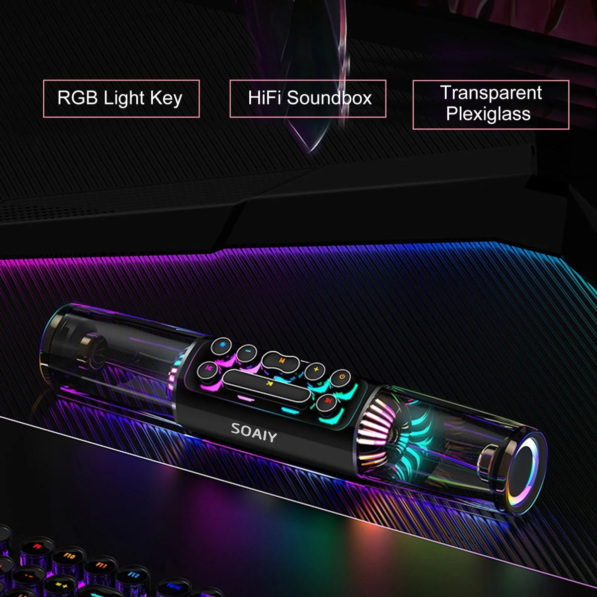 soaiy Sound Bar,Sh19 Hifi Computer Box Tf Port Pc Notebook Tablet Sound Bar Player Sound Box Subwoofer Key Sound Pc Lap Tablet Soaiy Sound Box Tf Player Sound Stereo Player Audio Input Pc